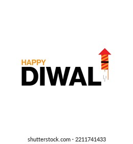 Diwali. Happy Diwali wishing card minimal design with firecrackers and lamps.