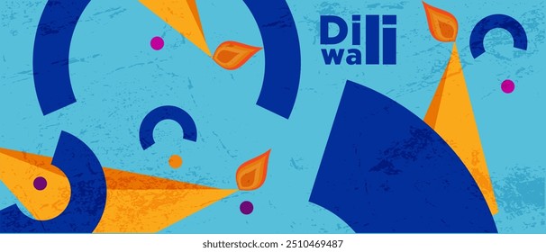 Festival hindú de Diwali. Fondo Abstractas con lámpara de aceite, círculos, rectángulos, cuadrados. Patrones modernos para publicidad, Web, redes sociales, carteles, Anuncios, portadas. Ilustración vectorial.