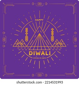 Diwali Hindu festival design elements  Indian festival of lights. Vector abstract flat illustration for the holiday, lights  and other objects for background or posters.