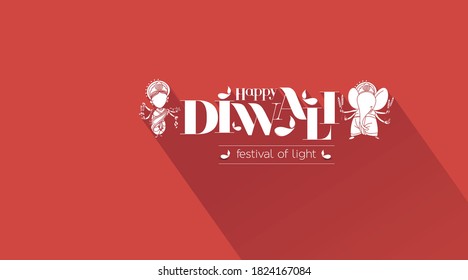 Diwali Hindu festival greeting card, Abstract line art Vector illustration.