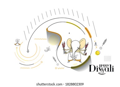 Diwali Hindu festival Poster, Abstract line art Vector illustration.