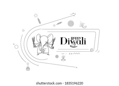 Diwali Hindu festival Poster, Abstract line art Vector illustration.