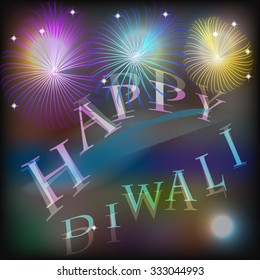 Diwali Holiday background graphic design with lamps and fireworks 