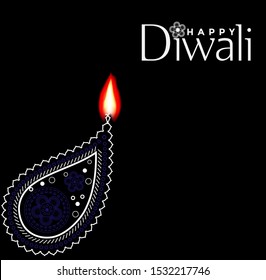 Diwali Holiday background for light festival of India with message Happy Diwali - Vector