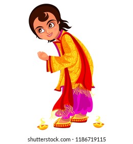 Diwali holiday and boy ready for Bhai Dooj rite