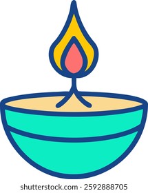 Diwali holiday icon color illustration. diwali holiday line icon vector. diwali holiday sign. isolated symbol illustration. vector illustration isolated on white background.