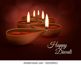Diwali Holiday vector illustration with burning diya