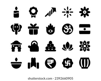 Diwali Icon Pack Filled Style. Religion and Cultural Icons Collection, Perfect for Websites, Landing Pages, Mobile Apps, and Presentations. Suitable for UI UX.