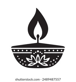 diwali icon silhouette vector style