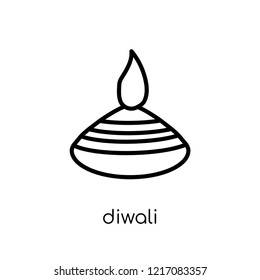 Diwali icon. Trendy modern flat linear vector Diwali icon on white background from thin line Religion collection, editable outline stroke vector illustration