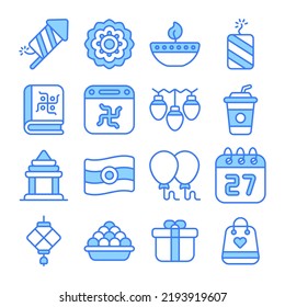 Iconos de Diwali establecidos. iconos modificables vectoriales. Elementos del festival hindú Diwali. 