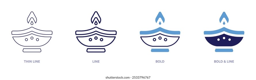 Diwali images icon in 4 different styles. Thin Line, Line, Bold, and Bold Line. Duotone style. Editable stroke.