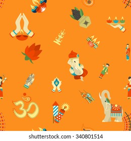 Diwali - Indian Festival Background. Seamless Pattern. Vector