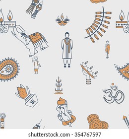 Diwali - Indian Festival Background. Seamless Pattern. Vector