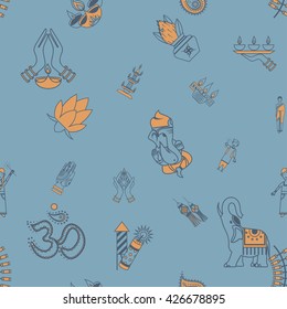 Diwali - Indian Festival Background. Seamless Pattern. Vector