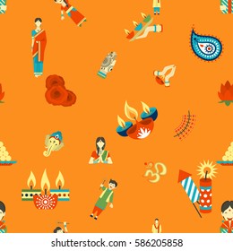 Diwali - Indian Festival Background. Seamless Pattern. Vector