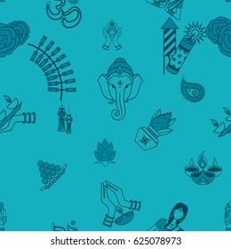 Diwali - Indian Festival Background. Seamless Pattern. Vector