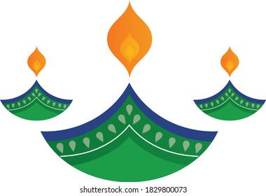 Diwali, Indian Festival Diya in Tri Color