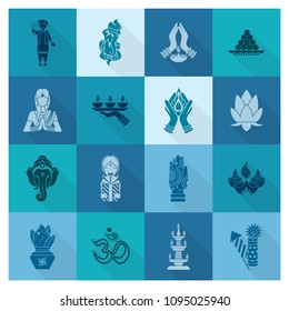 Diwali. Indian Festival Icons. Simple and Minimalistic Style. Vector