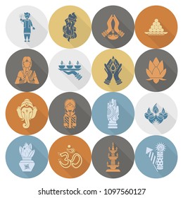 Diwali. Indian Festival Icons. Simple and Minimalistic Style. Vector