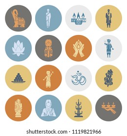 Diwali. Indian Festival Icons. Simple and Minimalistic Style. Vector