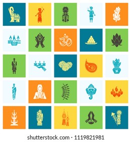 Diwali. Indian Festival Icons. Simple and Minimalistic Style. Vector