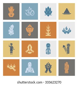 Diwali. Indian Festival Icons. Simple and Minimalistic Style. Vector