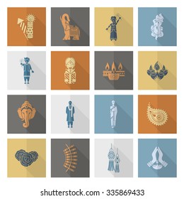 Diwali. Indian Festival Icons. Simple and Minimalistic Style. Vector