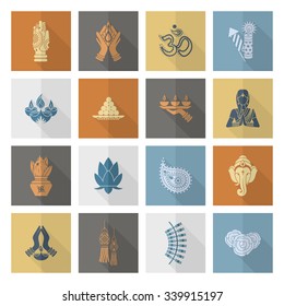 Diwali. Indian Festival Icons. Simple and Minimalistic Style. Vector
