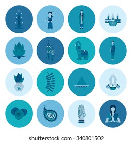 Diwali. Indian Festival Icons. Simple and Minimalist Style. Vector