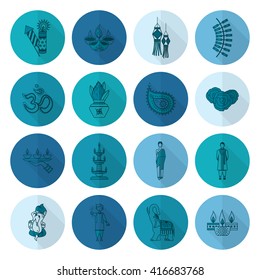 Diwali. Indian Festival Icons. Simple and Minimalistic Style. Vector