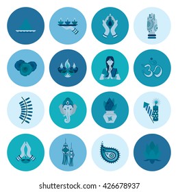 Diwali. Indian Festival Icons. Simple and Minimalistic Style. Vector