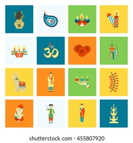 Diwali. Indian Festival Icons. Simple and Minimalistic Style. Vector