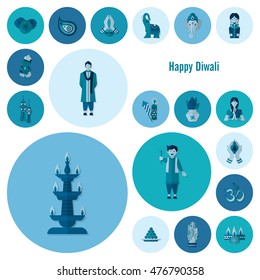 Diwali. Indian Festival Icons. Simple and Minimalistic Style. Vector