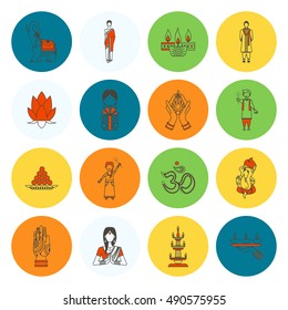 Diwali. Indian Festival Icons. Simple and Minimalistic Style. Vector