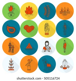 Diwali. Indian Festival Icons. Simple and Minimalistic Style. Vector