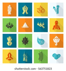 Diwali. Indian Festival Icons. Simple and Minimalistic Style. Vector