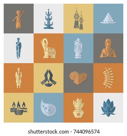 Diwali. Indian Festival Icons. Simple and Minimalistic Style. Vector