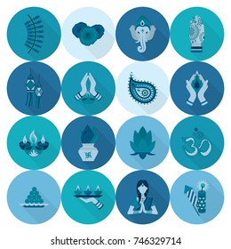 Diwali. Indian Festival Icons. Simple and Minimalistic Style. Vector