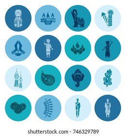 Diwali. Indian Festival Icons. Simple and Minimalistic Style. Vector