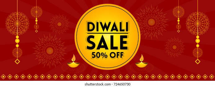 Diwali (Indian festival of lights) sale promotion vector illustration for banner, background and poster with festive elements and creative concept. 