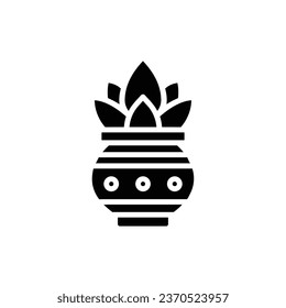 Diwali Kumb Kalash Filled Icon Vector Illustration