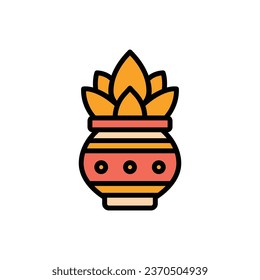 Diwali Kumb Kalash Icon Vector Illustration