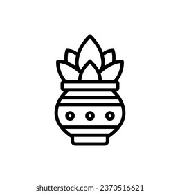 Diwali Kumb Kalash Outline Icon Vector Illustration