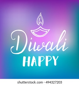 Diwali label. Hand drawn brush lettering for Diwali festival