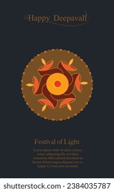 diwali lamp design vector design in circle illustration