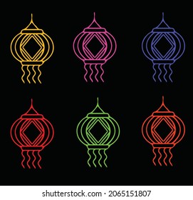 Diwali lamp in different color isolated from background vector illustration