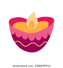 Diwali lamp in heart shape with flame vector illustration