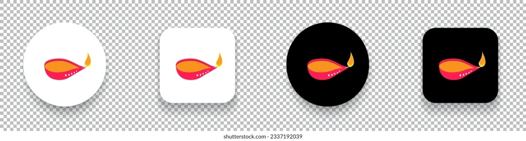 Diwali lamp icon set vector illustration 