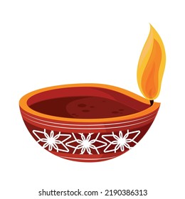 diwali lamp isolated icon flat